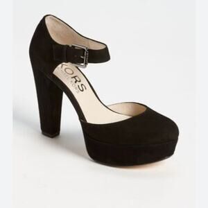 KORS Michael Kors Kempton Black Suede Platform Pump 5.5